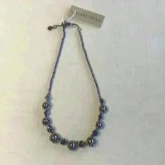 Marchesa new Hematite Tone Crystal pearl and stone - Picture 3 of 8